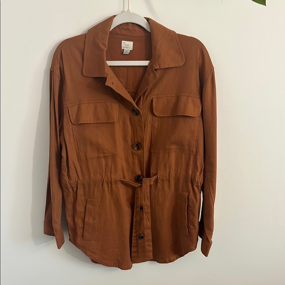 Linen blend lightweight burnt orange jacket